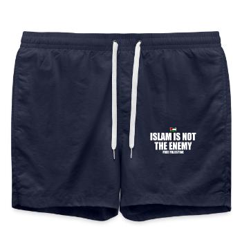 Free palestine Islam is not the enemy - Swim Trunks - french navy - Front - AI Model Male 185 light (185cm)