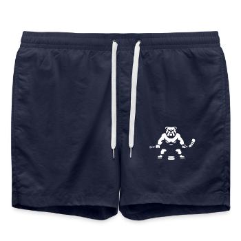 Minimalist Bulldogs Ice Hockey Silhouette - Swim Trunks - french navy - Front - AI Model Male 185 light (185cm)