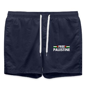 Free palestine - Short de bain - bleu marine - Devant - AI Model Male 185 light (185cm)
