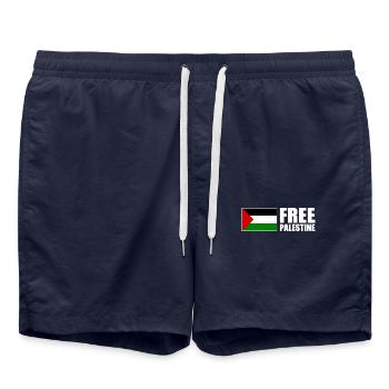 Free palestine - Short de bain - bleu marine - Devant - AI Model Male 185 light (185cm)