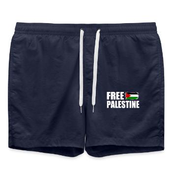Free palestine - Short de bain - bleu marine - Devant - AI Model Male 185 light (185cm)