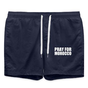 Pray for morocco - Swim Trunks - french navy - Front - AI Model Male 185 light (185cm)