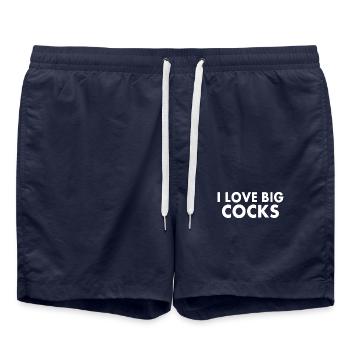 I love big cocks - Swim Trunks - french navy - Front - AI Model Male 185 light (185cm)