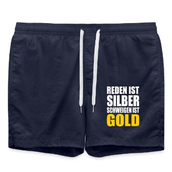 reden ist silber schweigen ist gold - Badeshorts - French Navy - Vorne - AI Model Male 185 light (185cm)