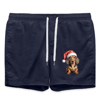 Teckel chien de Noël - Short de bain - bleu marine - Devant - AI Model Male 185 light (185cm)