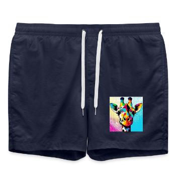 Girafe Pop Art - Short de bain - bleu marine - Devant - AI Model Male 185 light (185cm)