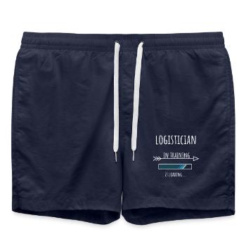 Logistician in Ausbildung Beruf Geschenk - Badeshorts - French Navy - Vorne - AI Model Male 185 light (185cm)