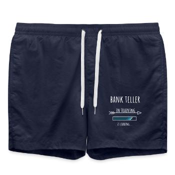 Assiette de banque dans l’éducation profession cadeau - Short de bain - bleu marine - Devant - AI Model Male 185 light (185cm)