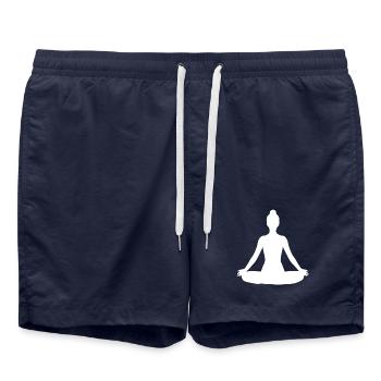 Yoga Silhouettes Méditation Blanche - Short de bain - bleu marine - Devant - AI Model Male 185 light (185cm)
