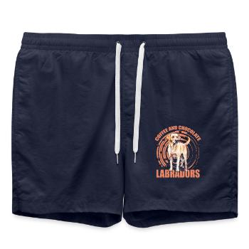 Coffee and Choclate Labradors - Swim Trunks - french navy - Front - AI Model Male 185 light (185cm)