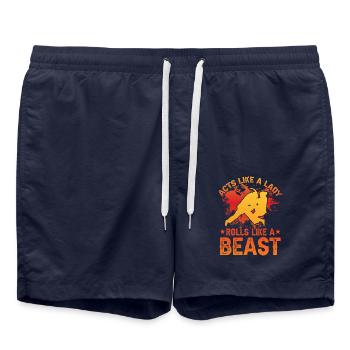 Agit comme une dame, roule comme une bête BJJ - Short de bain - bleu marine - Devant - AI Model Male 185 light (185cm)