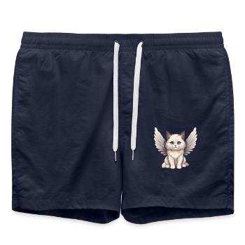 Chat ragdoll mignon comme ange de dessin animé avec des ailes - Short de bain - bleu marine - Devant - AI Model Male 185 light (185cm)