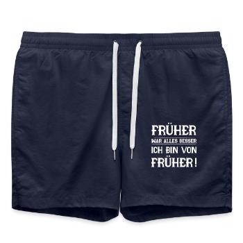 Früher war alles besser ich bin von früher - Badeshorts - French Navy - Vorne - AI Model Male 185 light (185cm)