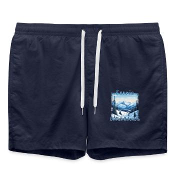 Fernie, British Columbia, USA - Wintergrunge für - Badeshorts - French Navy - Vorne - AI Model Male 185 light (185cm)