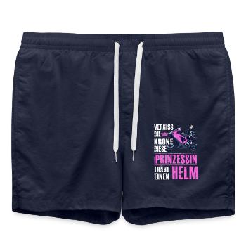 Motorradfahrerin Prinzessin Frauen Damen - Badeshorts - French Navy - Vorne - AI Model Male 185 light (185cm)