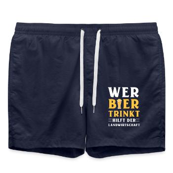 Wer Bier trinkt hilft der Landwirtschaft - Badeshorts - French Navy - Vorne - AI Model Male 185 light (185cm)