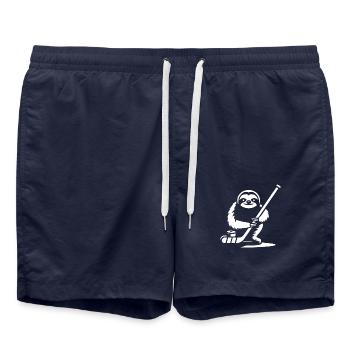 Faultier Eishockey Silhouette - Badeshorts - French Navy - Vorne - AI Model Male 185 light (185cm)
