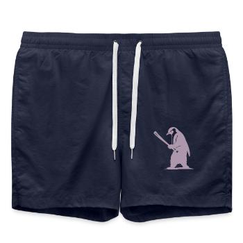 Silhouette de joueur de baseball pingouin - Short de bain - bleu marine - Devant - AI Model Male 185 light (185cm)