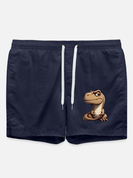 Skeptical curious T-Rex dinosaur - Swim Trunks - french navy