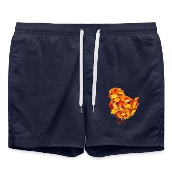 Herbst bunte Blätter Küken - Badeshorts - French Navy - Vorne - AI Model Male 185 light (185cm)