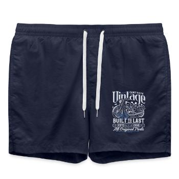 1966 Vintage Born Motorcycle Birthday Gift - Swim Trunks - french navy - Front - AI Model Male 185 light (185cm)