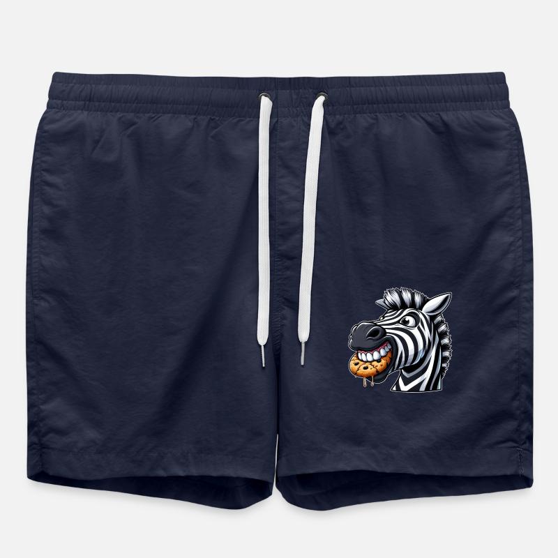Cute Zebra Cartoon Biscuit Teeth - Swim Trunks - french navy