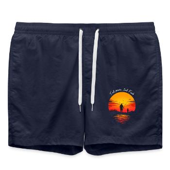 Papa et moi, partenaires de pêche - Short de bain - bleu marine - Devant - AI Model Male 185 light (185cm)