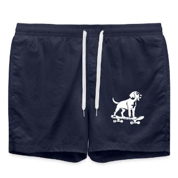 Chien Beagle Skateboard Skateboarder Silhouette - Short de bain - bleu marine - Devant - AI Model Male 185 light (185cm)