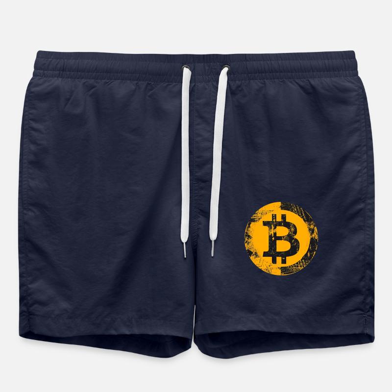 Bitcoin Grunge Digitales Gold - Badeshorts - French Navy