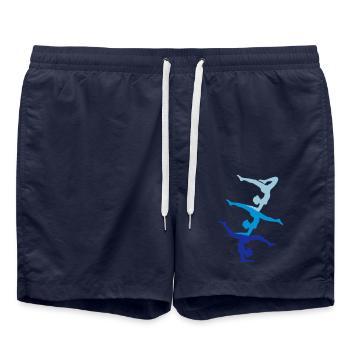 tour de gymnastique équipe de cirque 3 gymnastes équipage freu - Short de bain - bleu marine - Devant - AI Model Male 185 light (185cm)
