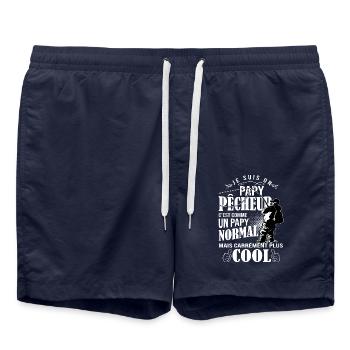 papy pêcheur le plus cool, fête, pêcheur - Short de bain - bleu marine - Devant - AI Model Male 185 light (185cm)
