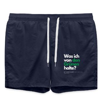 Motto - Was ich von den Grünen halte ? - Badeshorts - French Navy - Vorne - AI Model Male 185 light (185cm)
