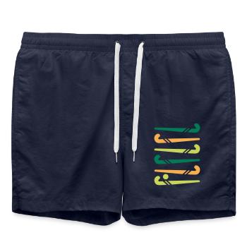 Bâtons de hockey colorés - Short de bain - bleu marine - Devant - AI Model Male 185 light (185cm)