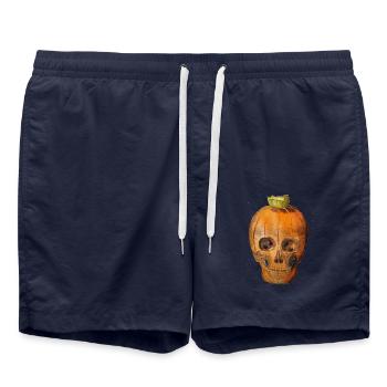 Pumpkin Skull - Swim Trunks - french navy - Front - AI Model Male 185 light (185cm)
