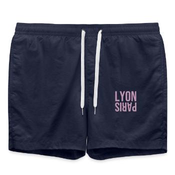 Parisien à Lyon - Parisienne à Lyon - Short de bain - bleu marine - Devant - AI Model Male 185 light (185cm)