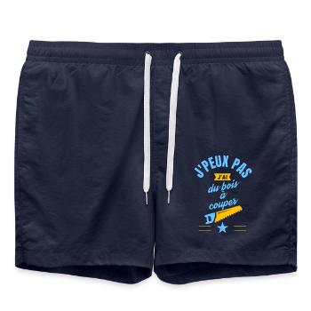 J peux pas j ai du bois à couper bleu jaune - Short de bain - bleu marine - Devant - AI Model Male 185 light (185cm)