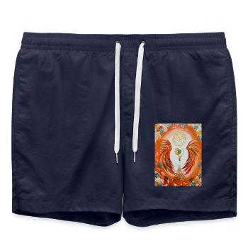Herzengel der Verschränkung - Badeshorts - French Navy - Vorne - AI Model Male 185 light (185cm)