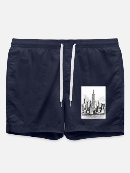 Skyline Handzeichnung - Badeshorts - French Navy