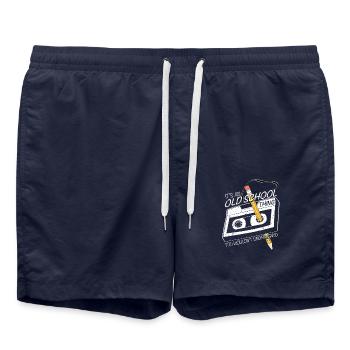 Design Funny Generation 70 80, Audiokassette - Badeshorts - French Navy - Vorne - AI Model Male 185 light (185cm)