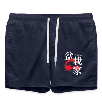 Bonsaï Style Japonais, Illustrations Art du Bonsaï - Short de bain - bleu marine - Devant - AI Model Male 185 light (185cm)