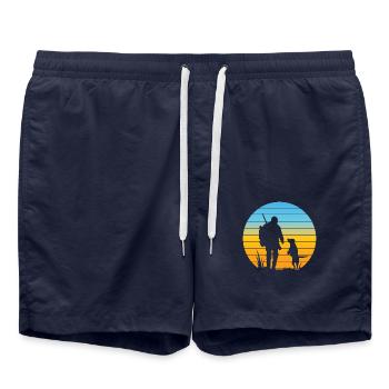 Chiens de chasse Chasseur Vintage Animal Chien Chasse Rétro - Short de bain - bleu marine - Devant - AI Model Male 185 light (185cm)