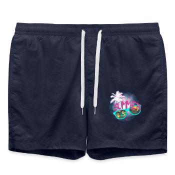 Sonnenbrille Palme Sommer Party pink mint - Badeshorts - French Navy - Vorne - AI Model Male 185 light (185cm)