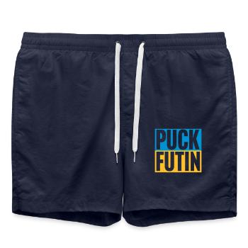 puck futin logo design - Swim Trunks - french navy - Front - AI Model Male 185 light (185cm)