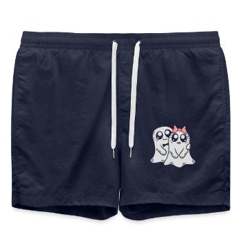 Man Mrs. Ghosts Couple - Swim Trunks - french navy - Front - AI Model Male 185 light (185cm)