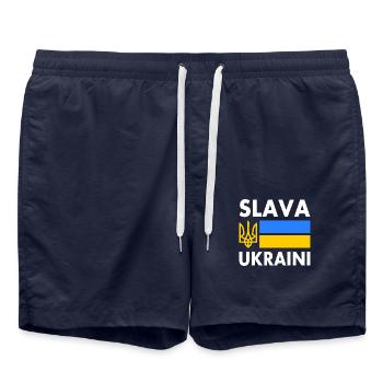 Slava ukraini - Badeshorts - French Navy - Vorne - AI Model Male 185 light (185cm)