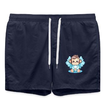 Affe Schimpanse Engel, Inspirierendes Tierdesign - Badeshorts - French Navy - Vorne - AI Model Male 185 light (185cm)