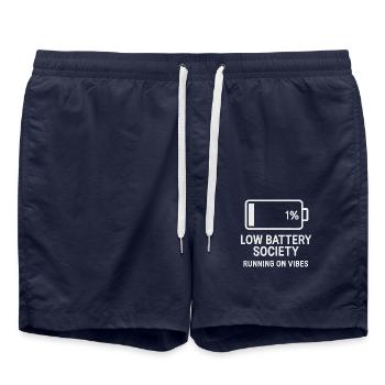 Low Battery Society – Running on Vibes | Lustig - Badeshorts - French Navy - Vorne - AI Model Male 185 light (185cm)