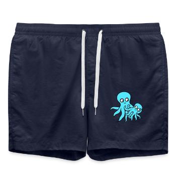 Pieuvre Maman Papa Enfant Bébé Mère Père Famille - Short de bain - bleu marine - Devant - AI Model Male 185 light (185cm)