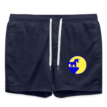 Licorne Falaise Lune Montagne Ronde Nuit Mignon Silhouette - Short de bain - bleu marine - Devant - AI Model Male 185 light (185cm)