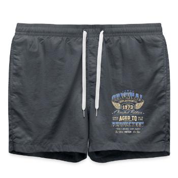 Original 1973 Vintage Born Birthday Gift - Swim Trunks - anthracite - Front - AI Model Male 185 light (185cm)